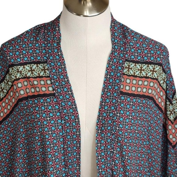 Victoria's Secret Open Front Kimono Cover Up Block Print Women's M/L - Picture 2 of 12